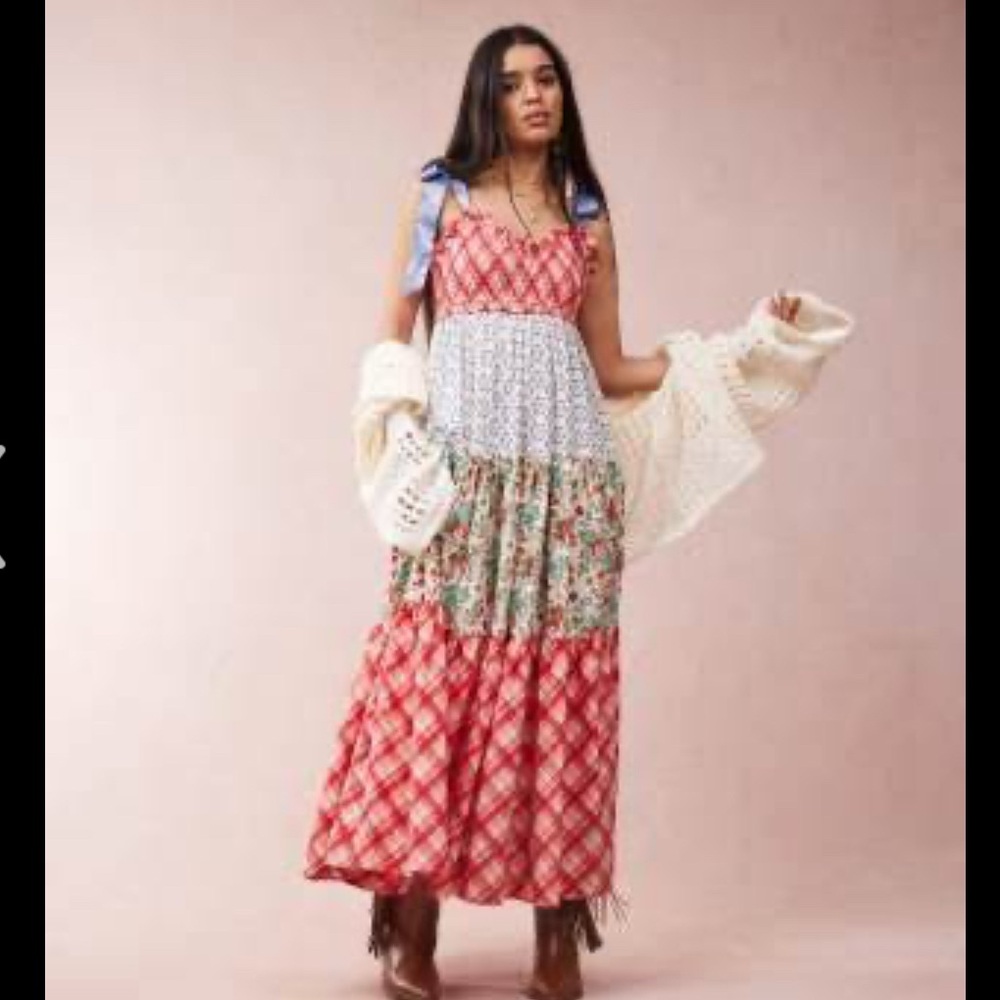 Free People Bluebell Maxi Dress tiered smock floral small - Picture 3 of 6